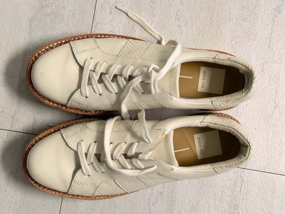 Dolce Vita Tiger Platform Sneaker in Off-White Leather